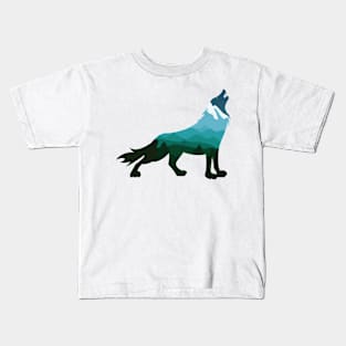 Lone Wolf Survives The Mountain Silhouette Art T-Shirt Kids T-Shirt